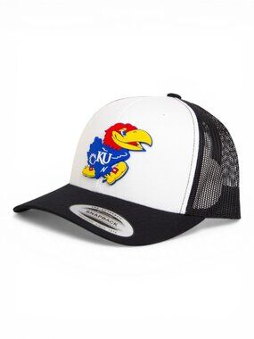 Kansas Jayhawks 3D YP Snapback Trucker Hat- White/ Black